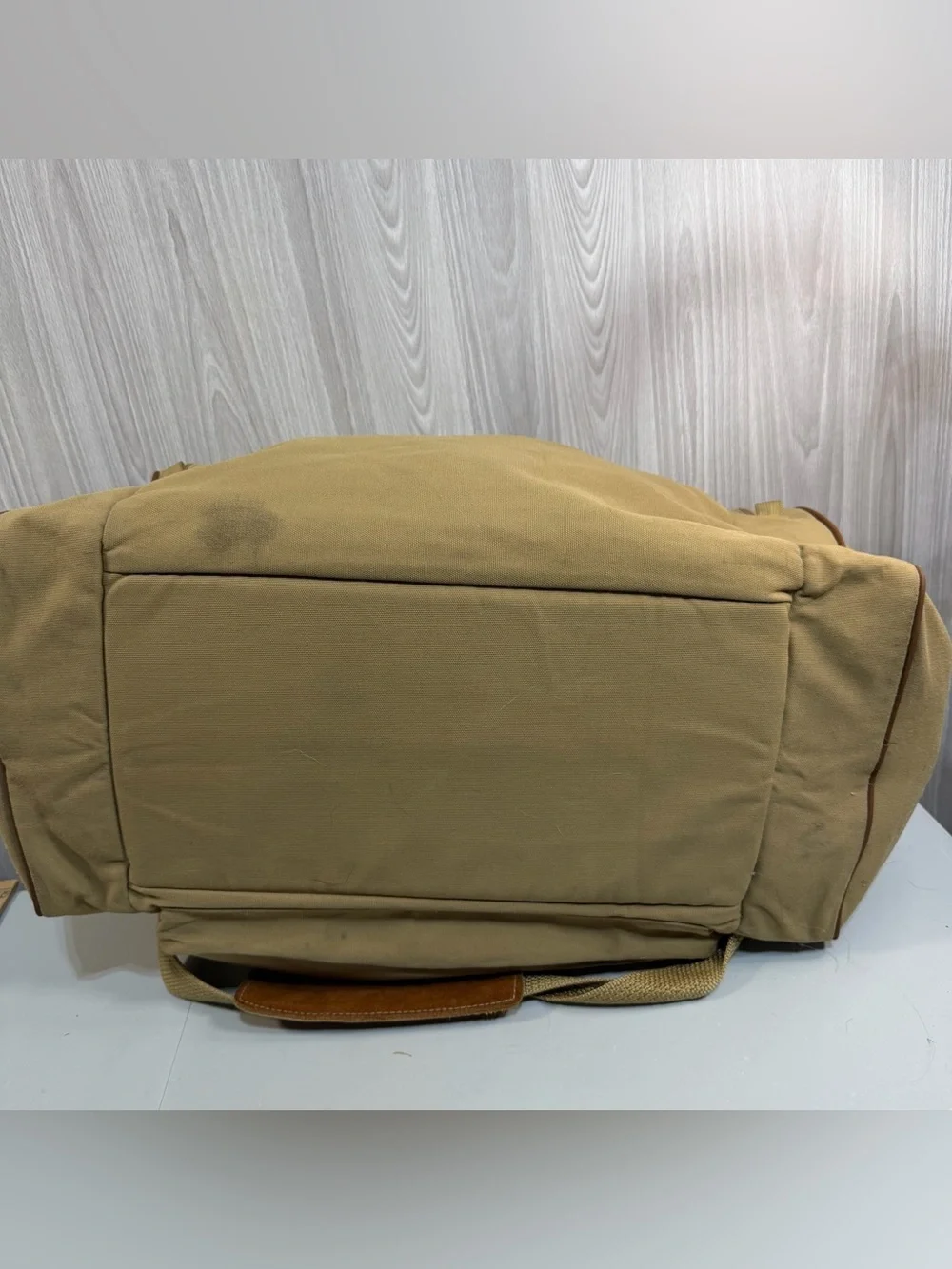Vintage Ford Edition Eddie Bauer Duffle Bag Canvas Tan Weekender Military